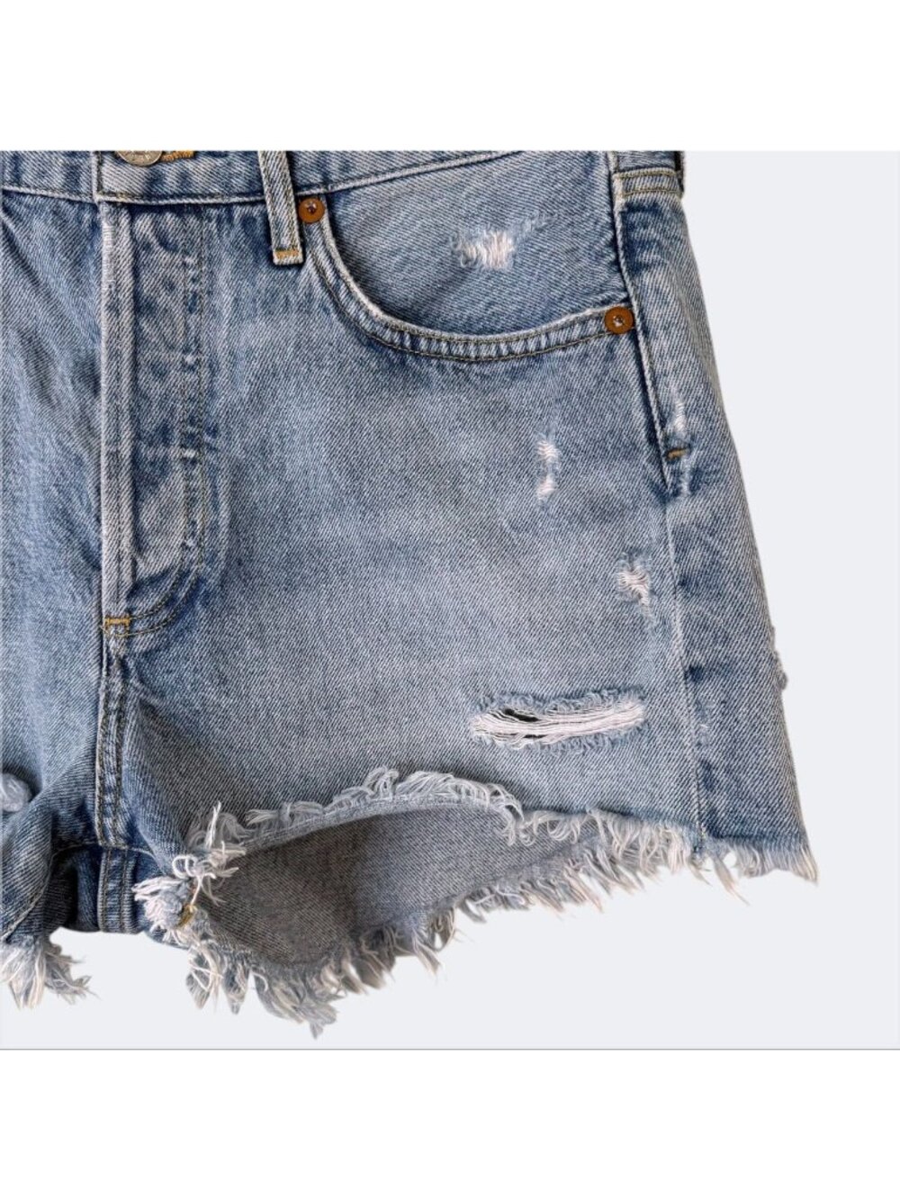 Agolde Parker Vintage Cut-Off Denim Short Women's 27 High-Rise Distressed - Picture 6 of 11
